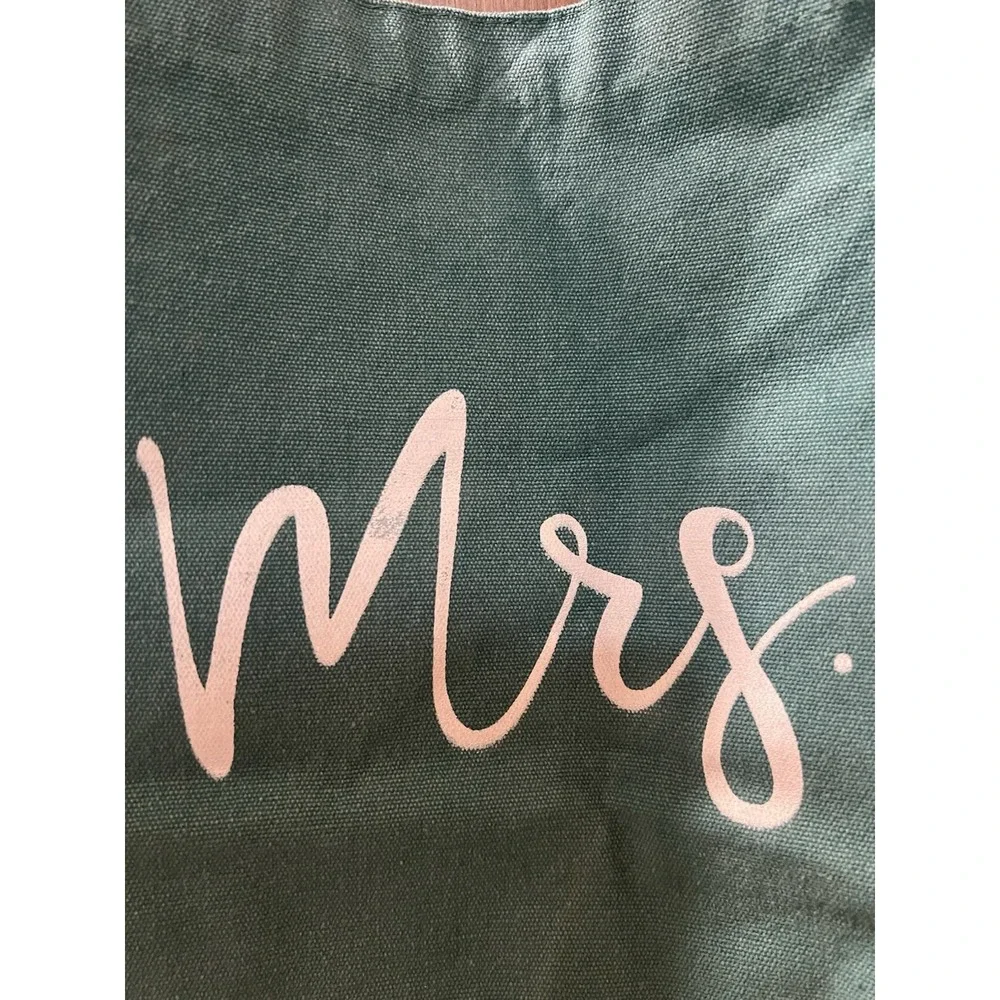 Mrs. Teal‎ Wedding Large Canvas Tote Bag Carry All Grocery Reusable
